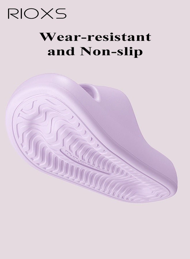 RIOXS Women's Adorable Bear Pattern Slippers, Lightweight EVA Platform Open Toe Sandals, Non-slip Quick-Dry Slip-on Shower Slippers, Comfortable Cushioned Thick Sole Slides, Summer Soft Home Mute Slippers, Suitable for Travel, Holidays, Beaches, Swimming Pools, etc. Purple - Image 5
